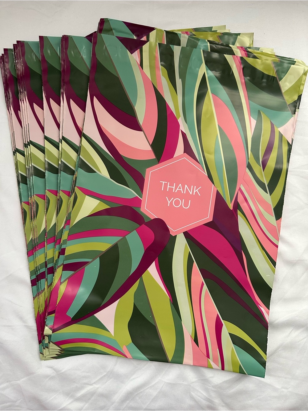 Tropical Leaves Thank You Poly Mailers 10x13 Shipping Envelopes 25 Count - Picture 2 of 6